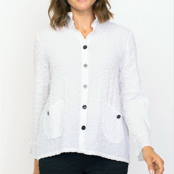 Habitat Clothes To Live In Large Jacket Lightweight textured button Front White - Picture 1 of 12